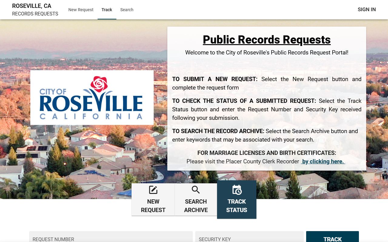 Roseville public records request portal