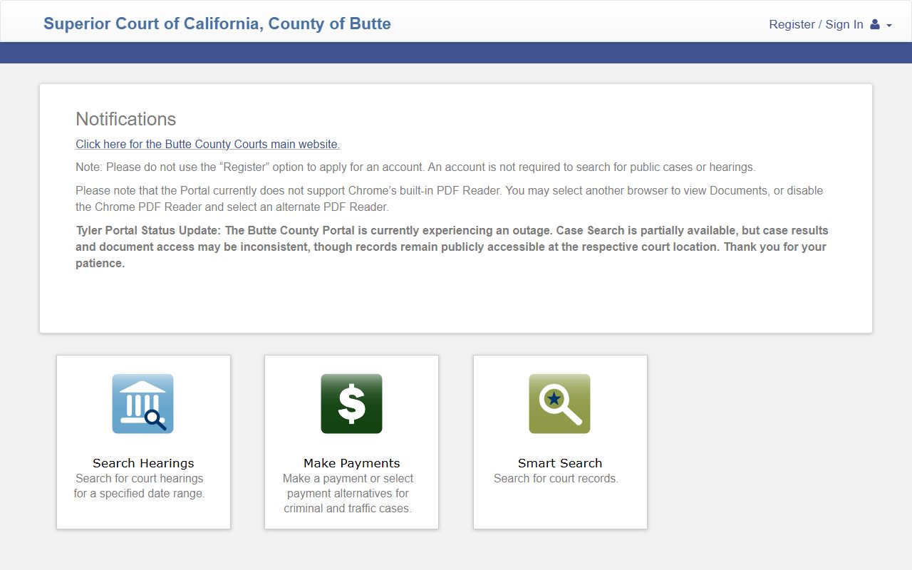 Butte County Superior Court case portal