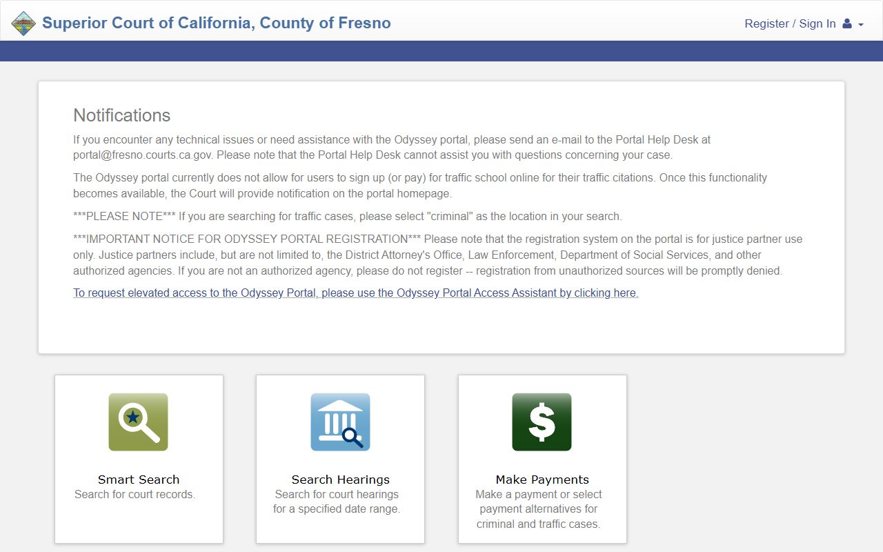Fresno County Superior Court case information portal