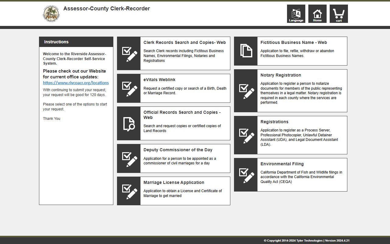 Riverside County records search portal