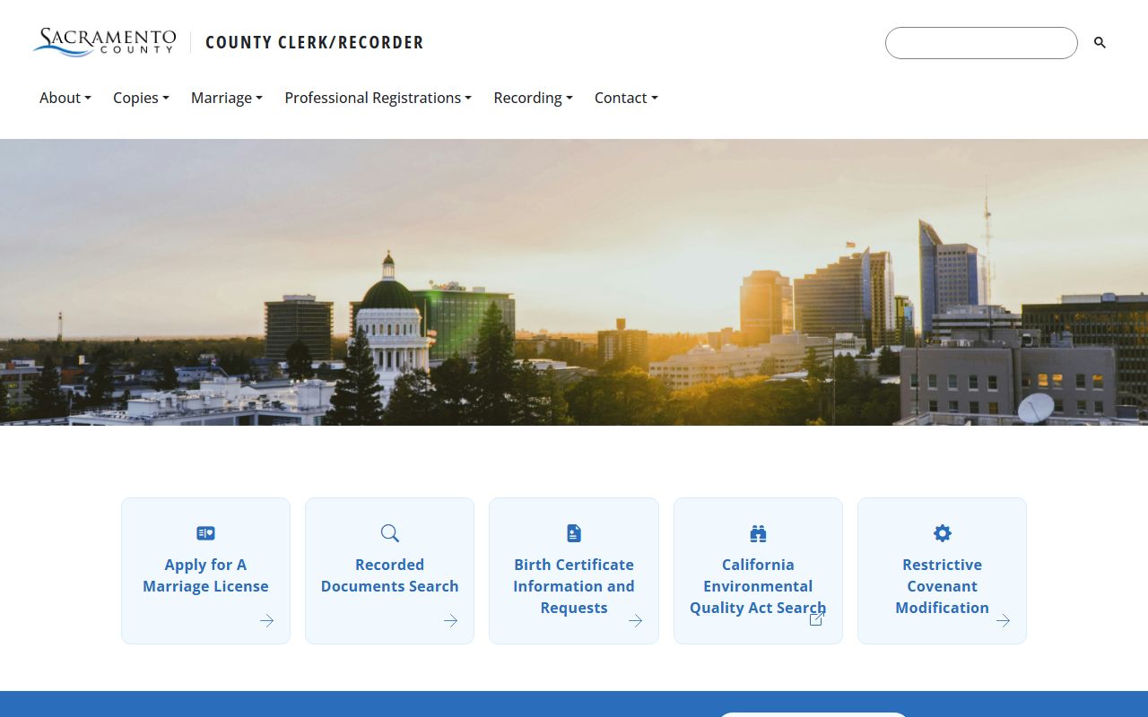 Sacramento County Clerk-Recorder homepage