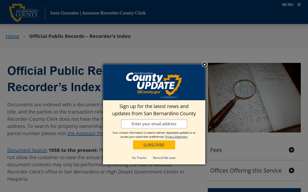 San Bernardino County official records search