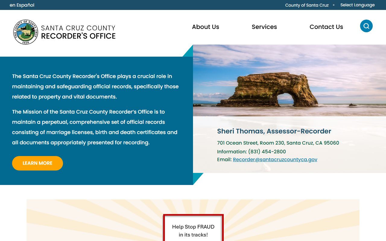 Santa Cruz County Recorder homepage